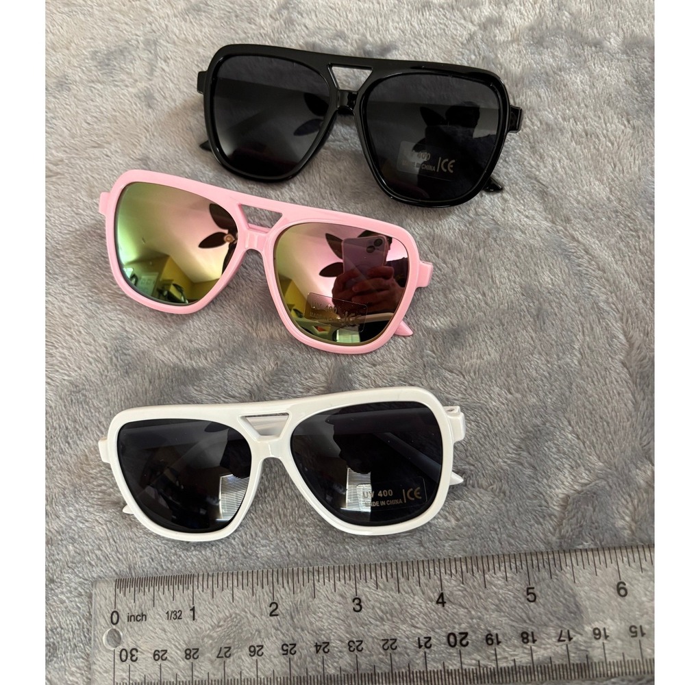 Baby Infant Toddler Sunglasses 3-Pack 0-2 Year UV400 Turbo Black White Pink - Picture 1 of 2